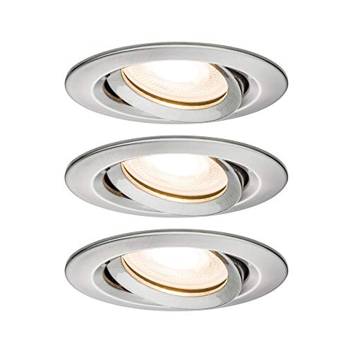 Paulmann Nova LED Recessed Spotlight Set – IP65 Brushed Aluminium 3-Pack