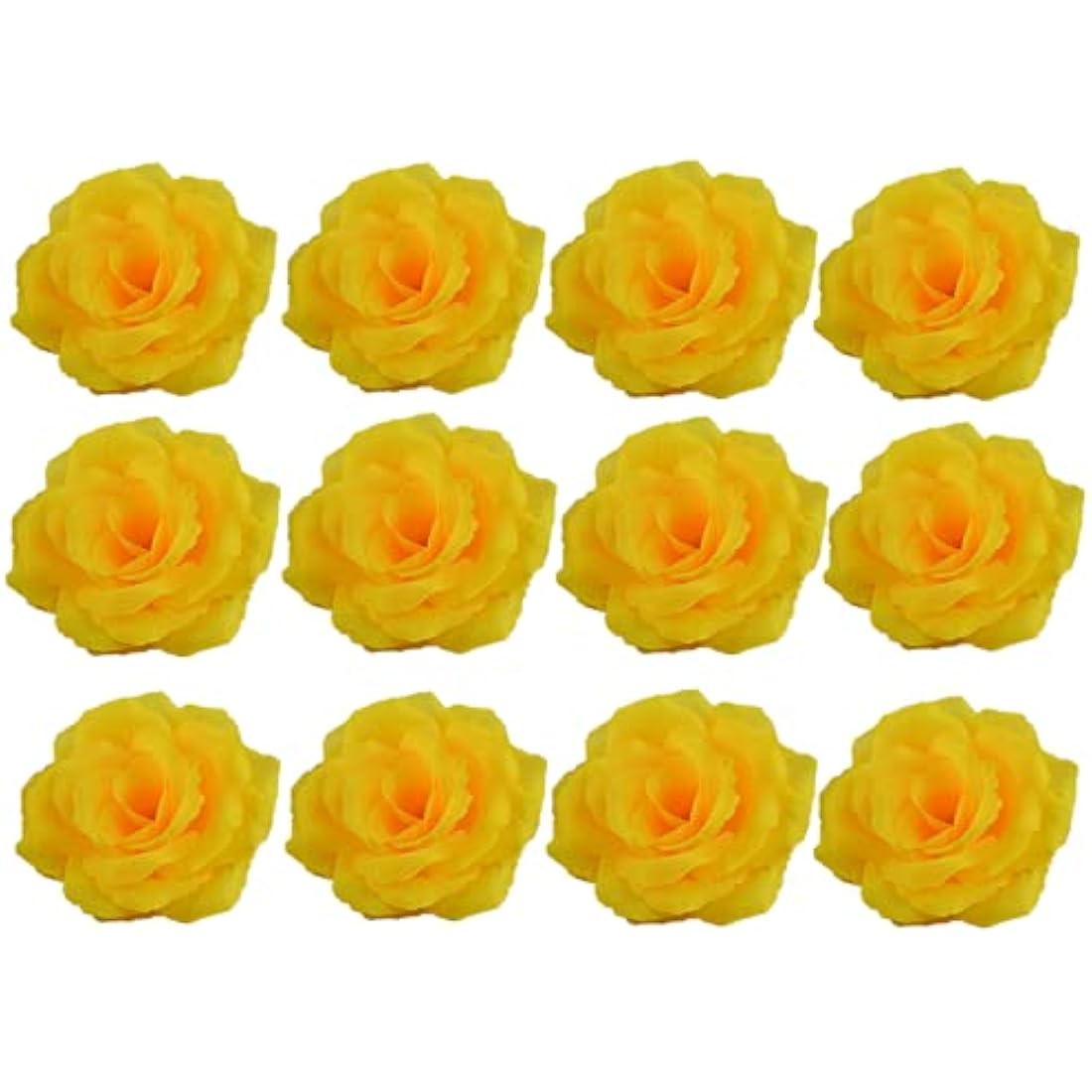 25 Pcs Artificial Silk Rose Flower Heads for DIY - Yellow