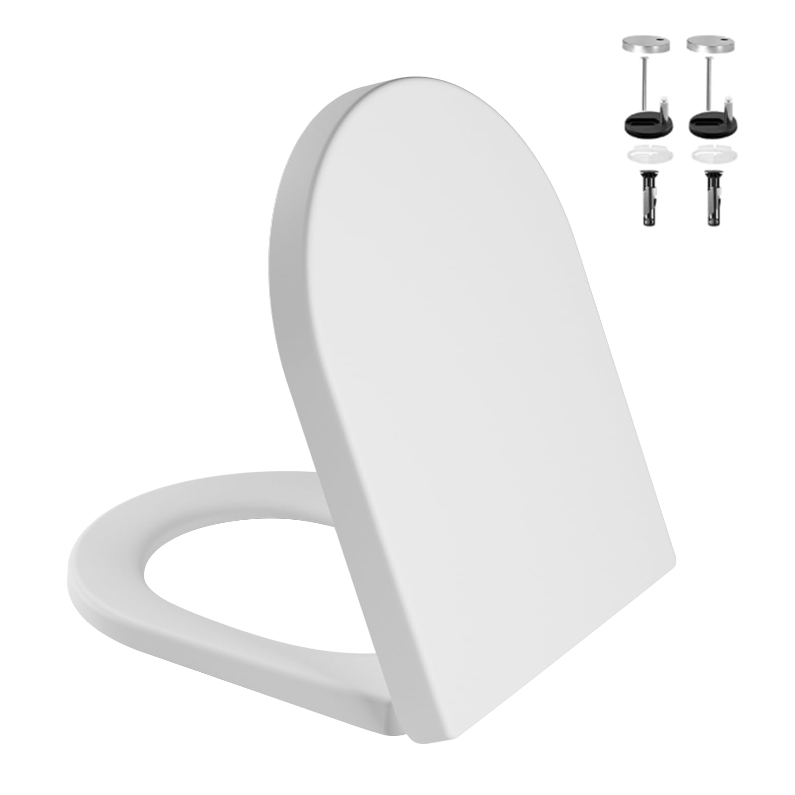 Jolof Store D-Shape Toilet Seat - Soft Close White Duroplast Lid
