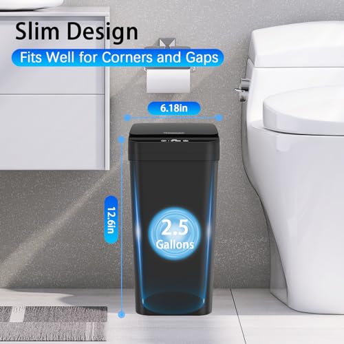 Kssvzz 3-Pack Motion Sensor Trash Can | 10L Slim Touchless Bathroom Bin