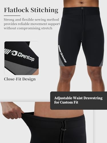 Owntop Men's 2mm Neoprene Wetsuit Pants – Grey Thermal Diving Shorts