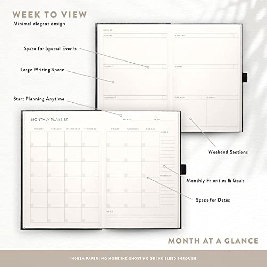 Scribble & Dot A5 Undated Weekly Planner - Croc Hardcover Notebook
