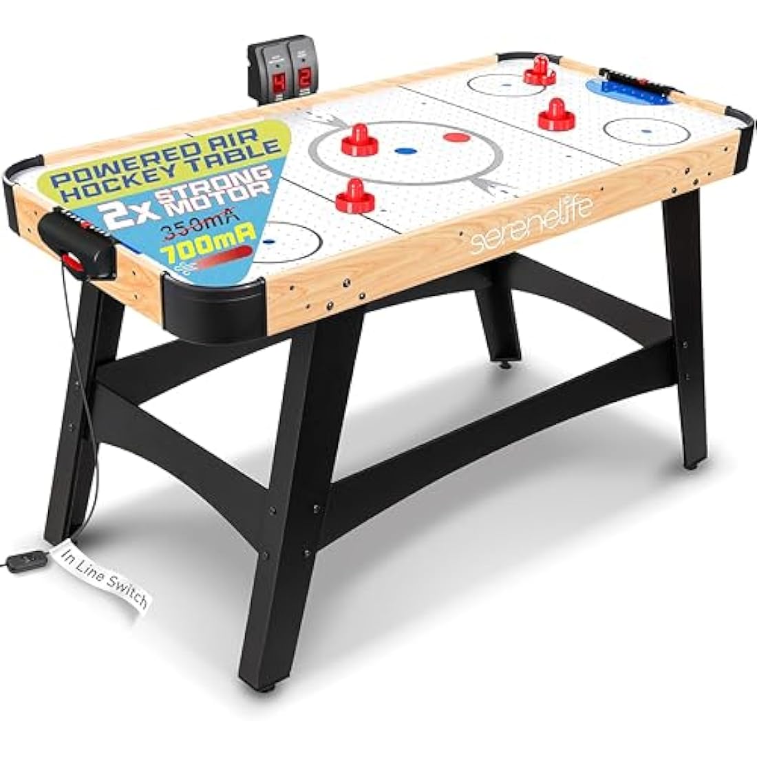 SereneLife 150cm Air Hockey Table – Full Size Arcade Game with LED Score