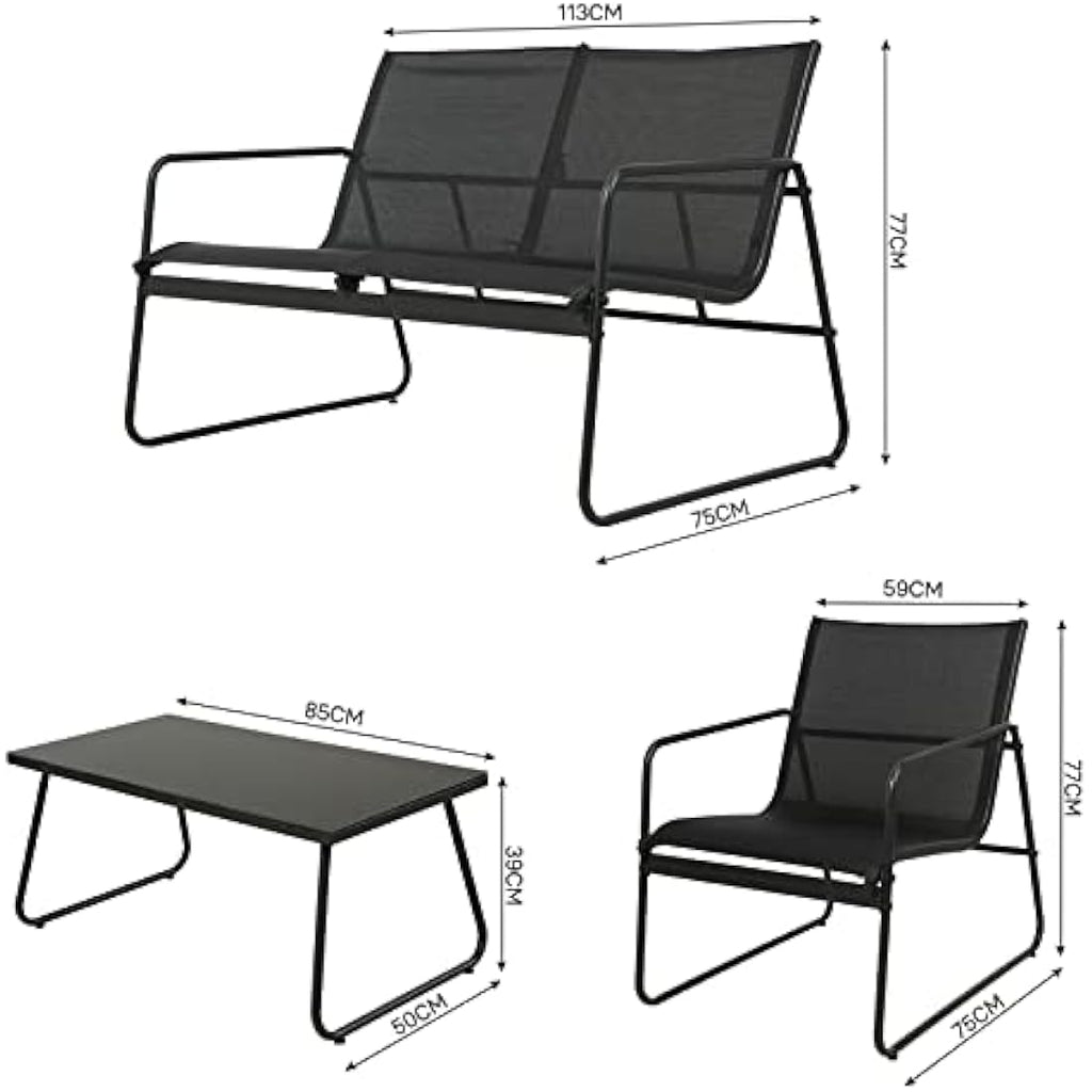 4-Piece Outdoor Patio Furniture Set – Steel Garden Conversation Set