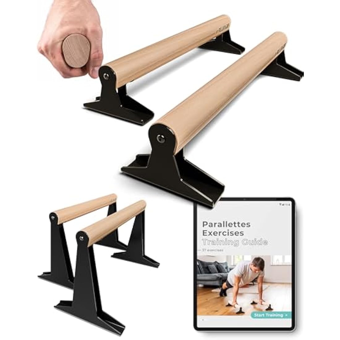PULLUP & DIP Wooden Parallettes – Ergonomic Beechwood Gymnastic Bars