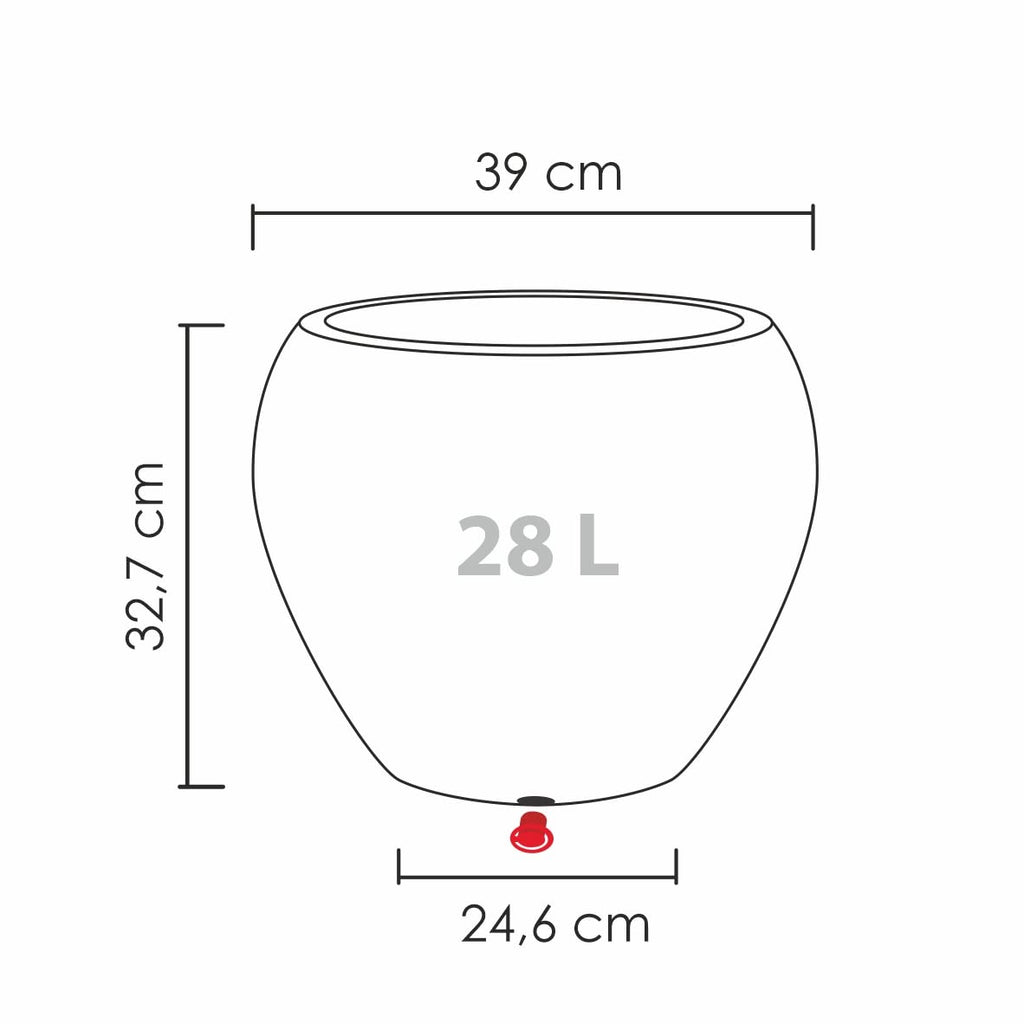 Scheurich Lineo Plant Pot - Black Granit Outdoor Planter - 40 cm