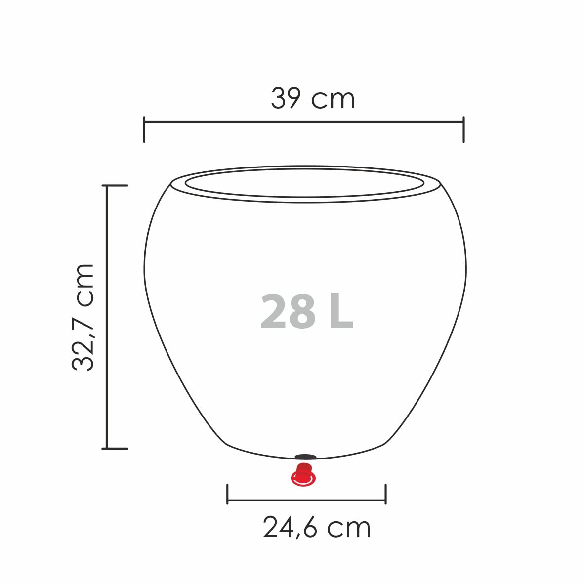 Scheurich Lineo Plant Pot - Black Granit Outdoor Planter - 40 cm
