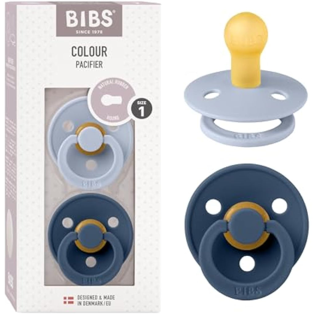 BIBS Colour Pacifier 2-Pack | Natural Rubber Latex | 0-6 Months | Blue