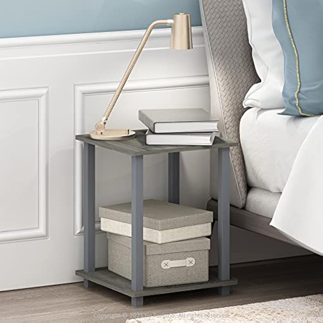 Furinno Simplistic End Table 2-Pack | French Oak Grey Side Tables