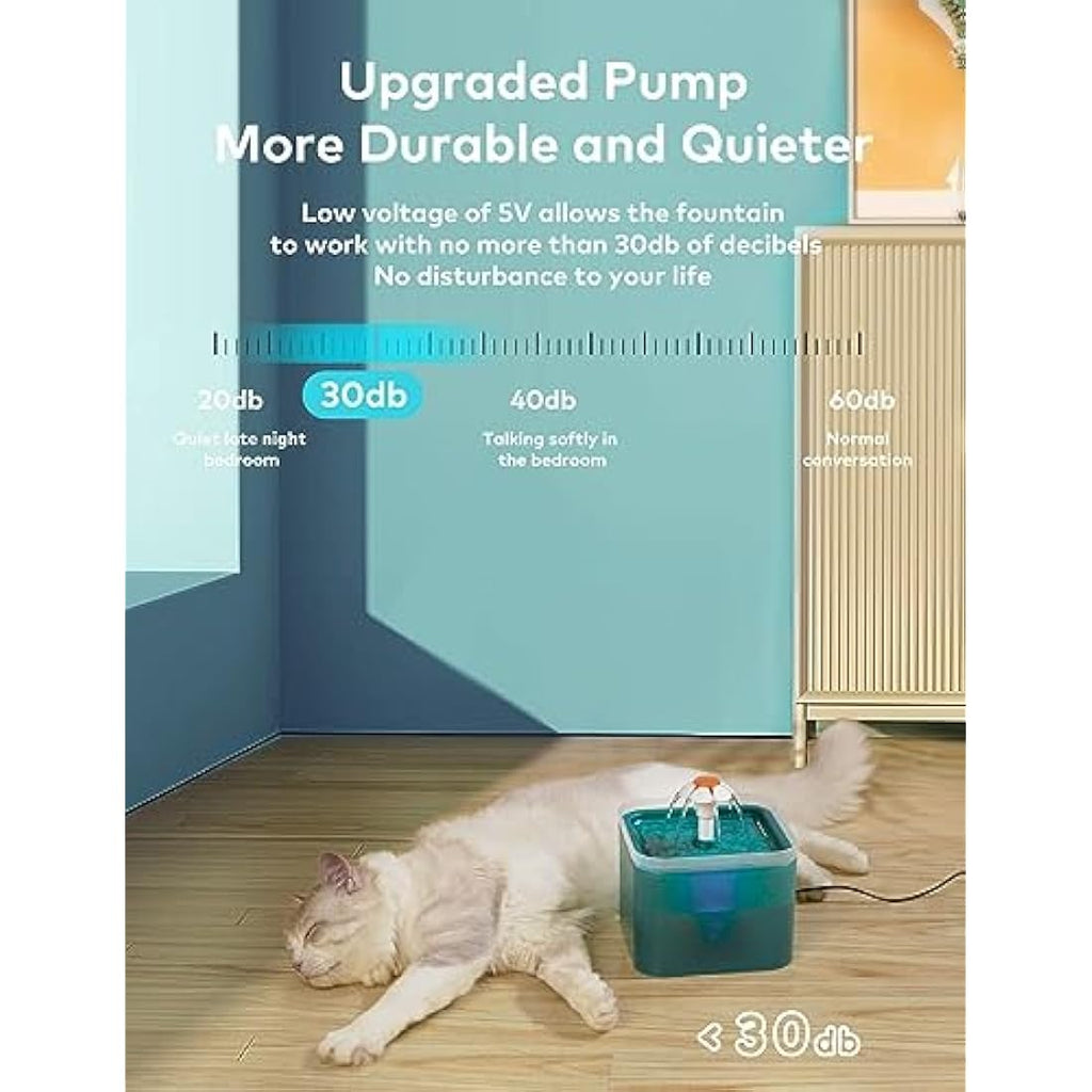 AONBOY Cat Water Fountain - 2L Automatic Pet Dispenser with 6 Filters