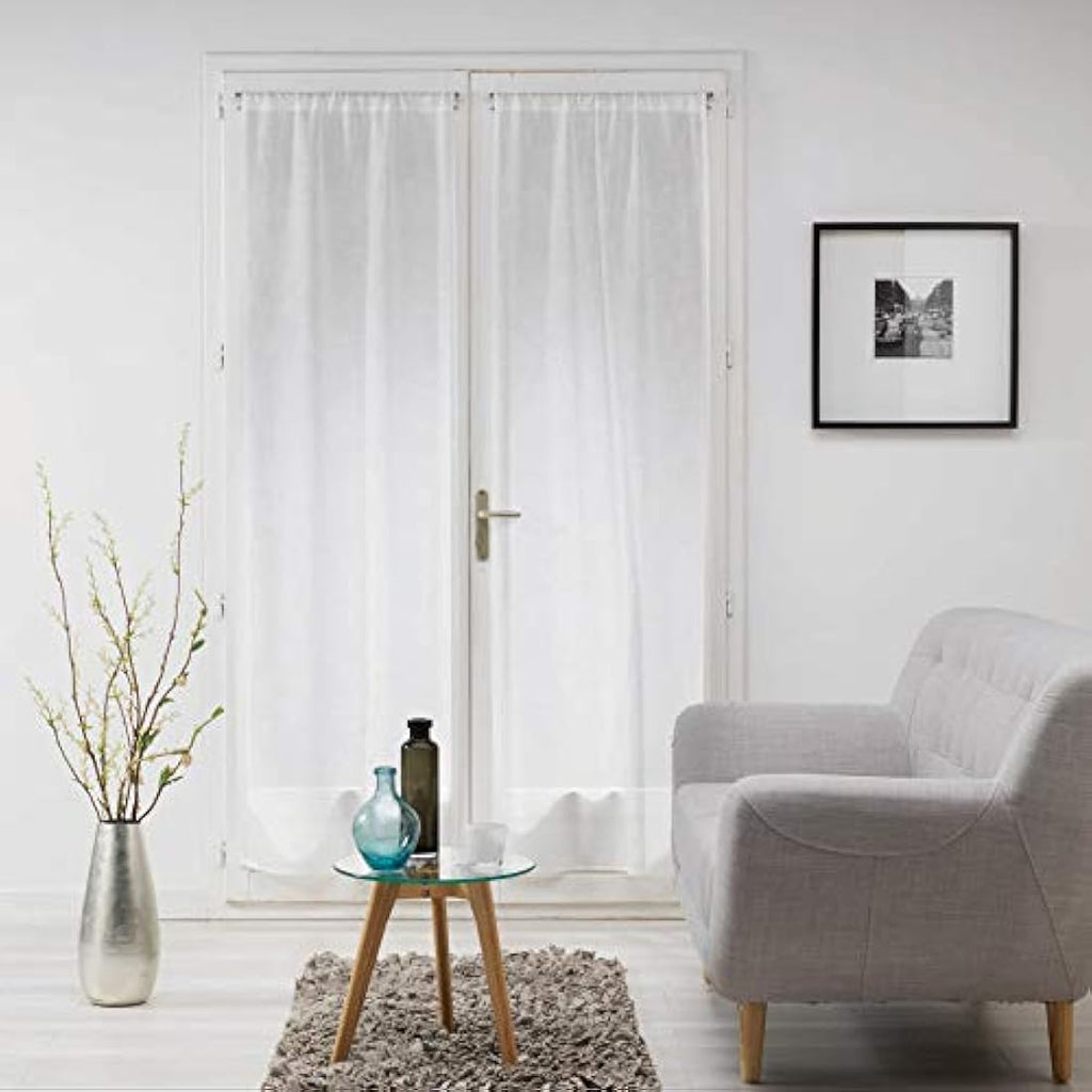 Douceur d'Intérieur Milza White Straight Curtain Rods - 70 x 200 cm