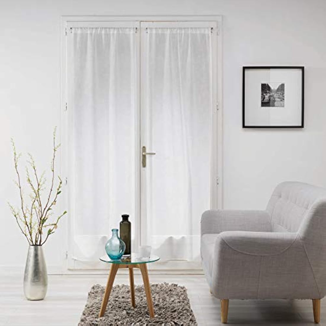 Douceur d'Intérieur Milza White Straight Curtain Rods - 70 x 200 cm