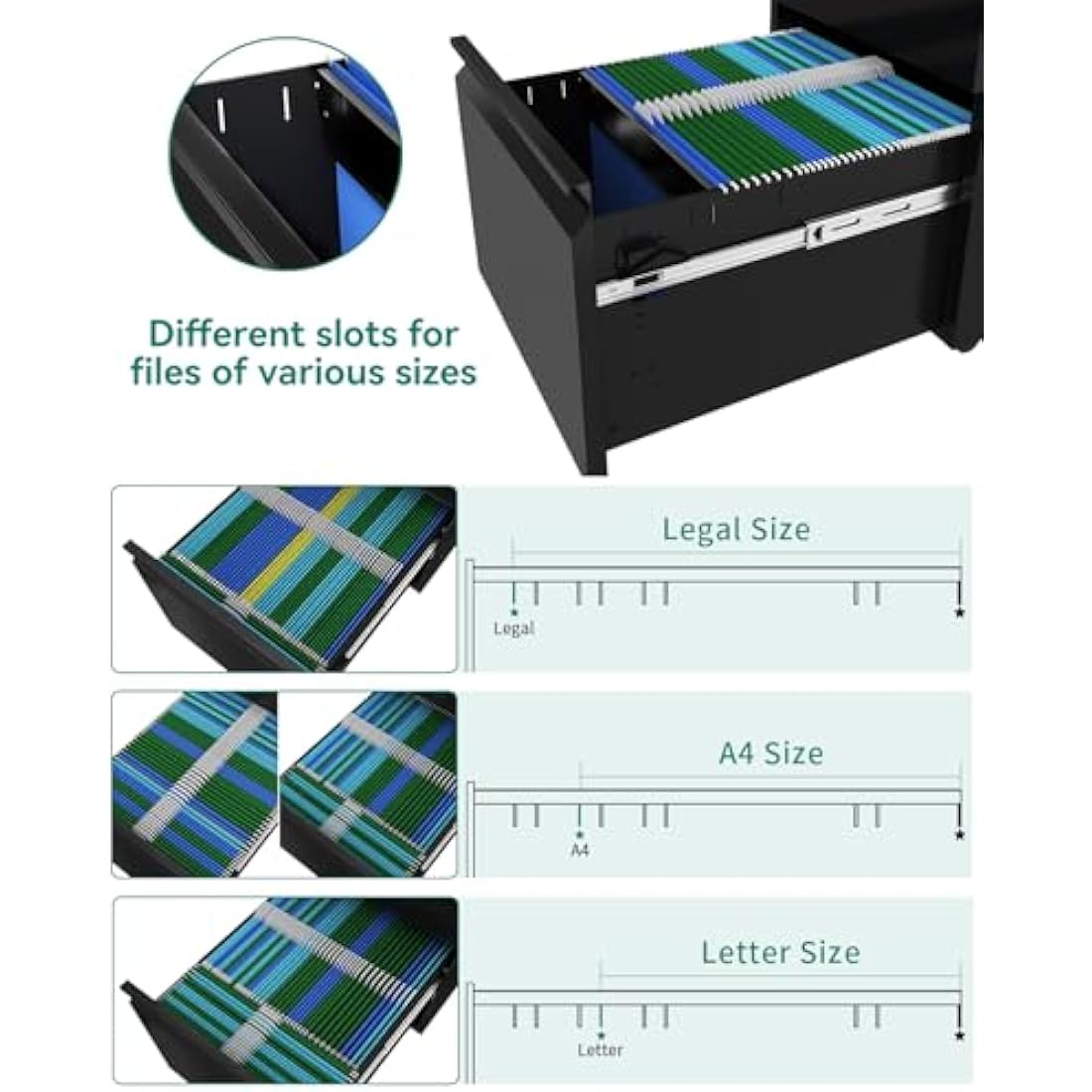 YITAHOME 2-Drawer Mobile Filing Cabinet | Lockable Steel File Storage