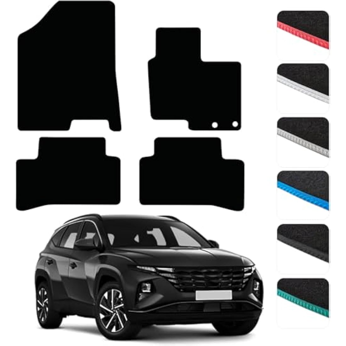 Hyundai Tucson 2021+ Car Floor Mats - All-Weather Red Edging