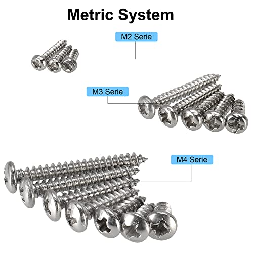595Pcs 304 Stainless Steel Self Tapping Screws Assortment Kit