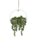 Hobyhoon Artificial String of Pearls Hanging Plant in Wooden Pot