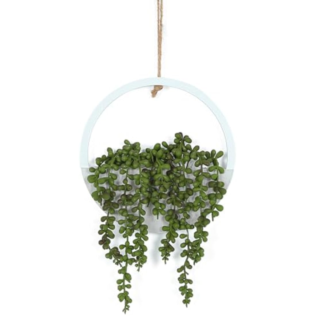 Hobyhoon Artificial String of Pearls Hanging Plant in Wooden Pot