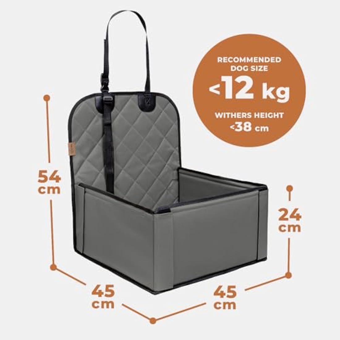 Wuglo Dog Car Seat – Waterproof Booster Seat with Reinforced Walls, Grey
