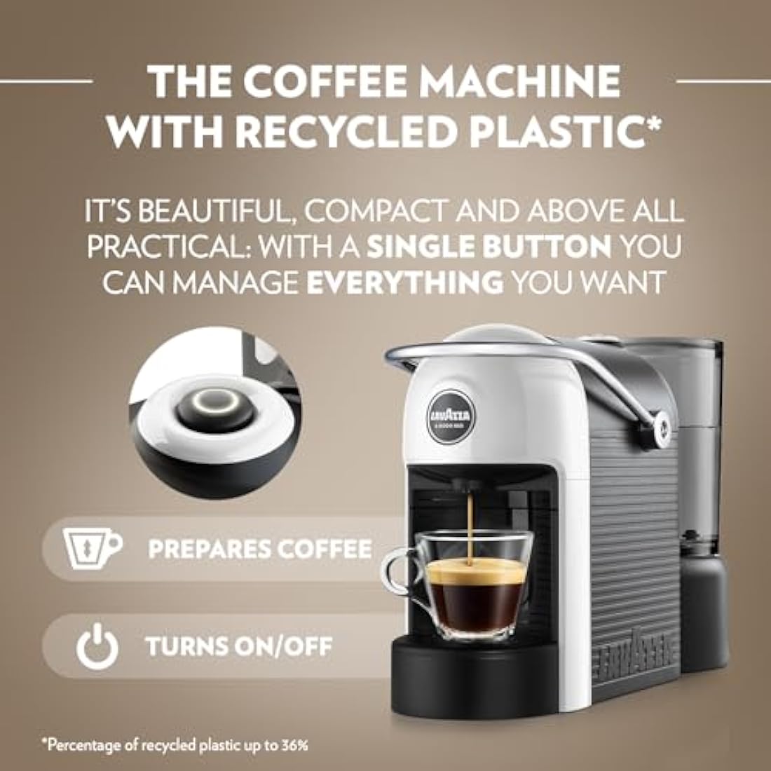 Lavazza Jolie EVO Coffee Capsule Machine | Sustainable Espresso Maker, White