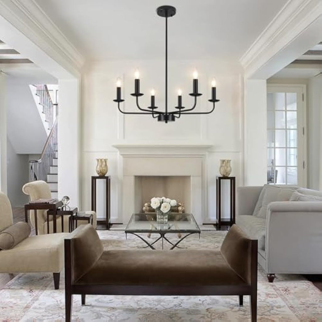 Jolof Store 6-Arm Black Chandelier – Modern Industrial Pendant Ceiling Light