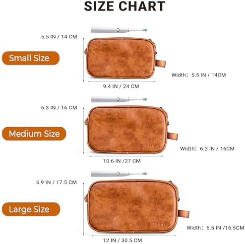 Jolof Store Men's PU Leather Toiletry Bag – Large Travel Dopp Kit