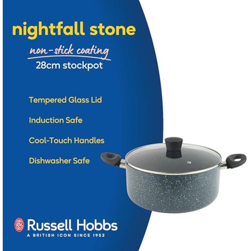 Russell Hobbs Nightfall Stone 28cm Stockpot – Non-Stick Aluminum