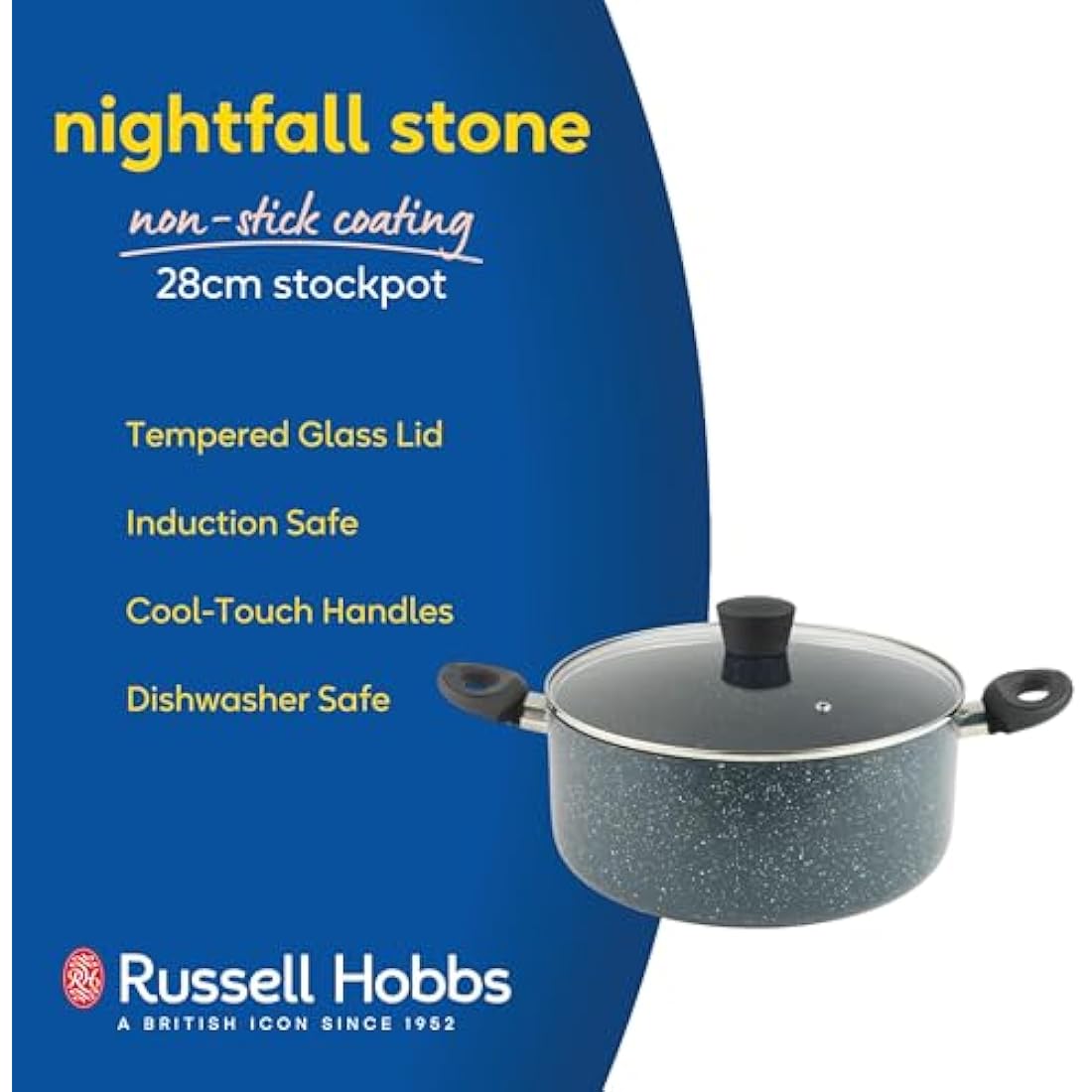 Russell Hobbs Nightfall Stone 28cm Stockpot – Non-Stick Aluminum