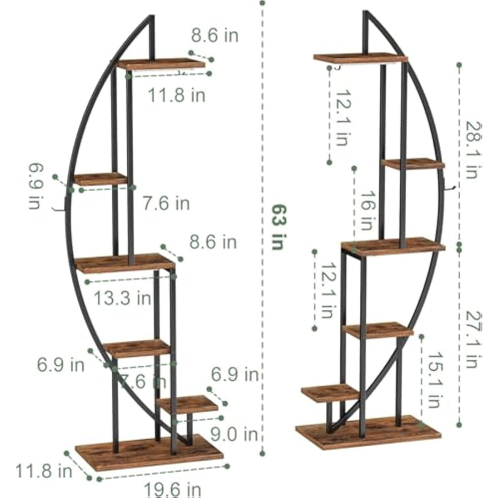 Jolof Store 6-Tier Half-Moon Plant Stand with Grow Lights – 2 Pack Metal Rack