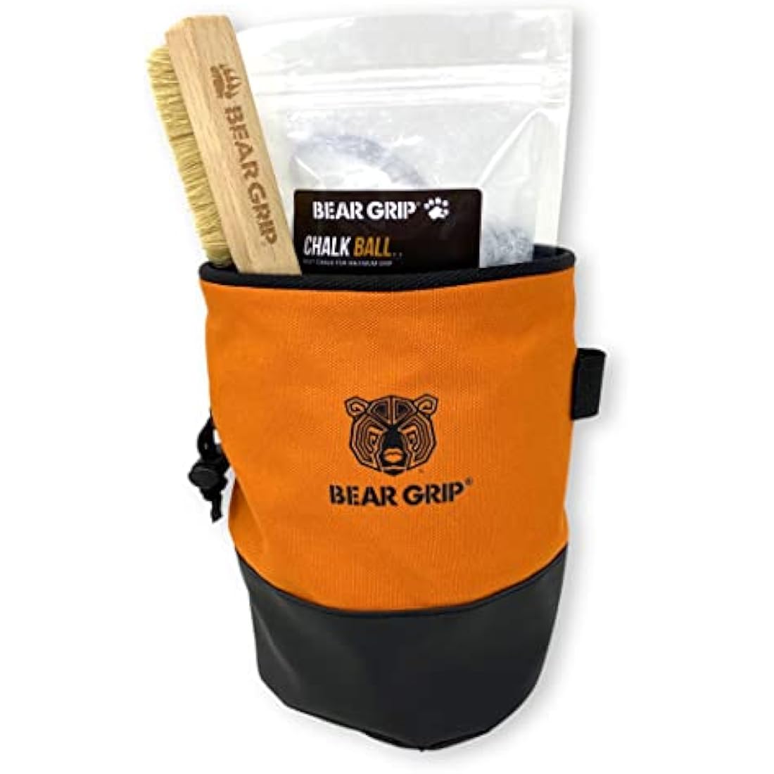 BEAR GRIP Rock Climbing Chalk Bag Bundle with Waist Belt and Brush