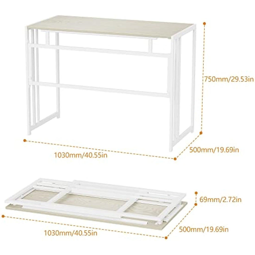 Ulifance Folding Computer Desk – No-Assembly Writing Table, Beige