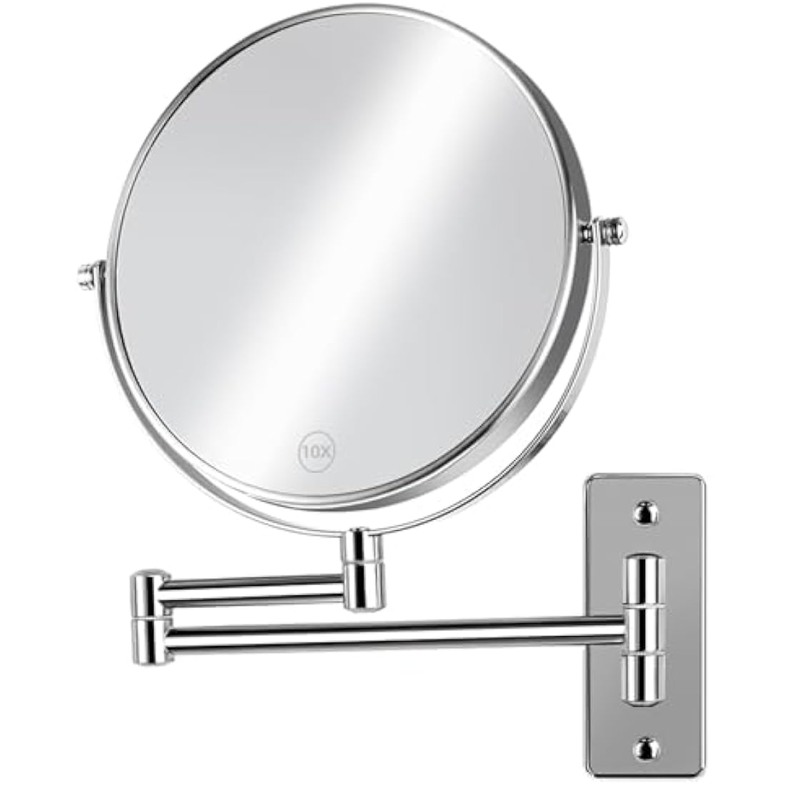 AumVum 8" Wall Mounted Shaving Mirror – 1X/10X Magnification Chrome
