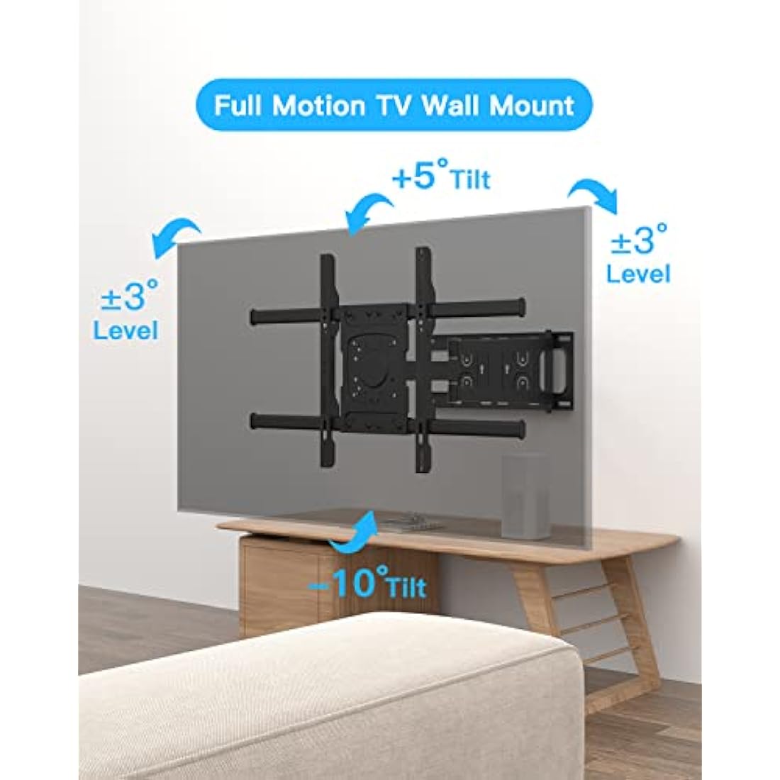 WHYFONE Long Reach TV Wall Bracket | Full Motion Swivel Mount for 32-70"