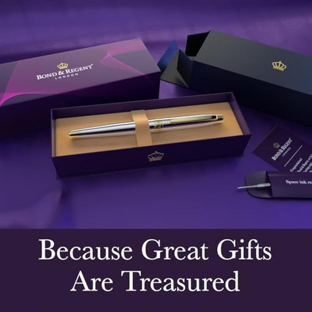 Bond & Regent Rollerball Pen – 24K Gold & Silver Chrome Luxury Gift