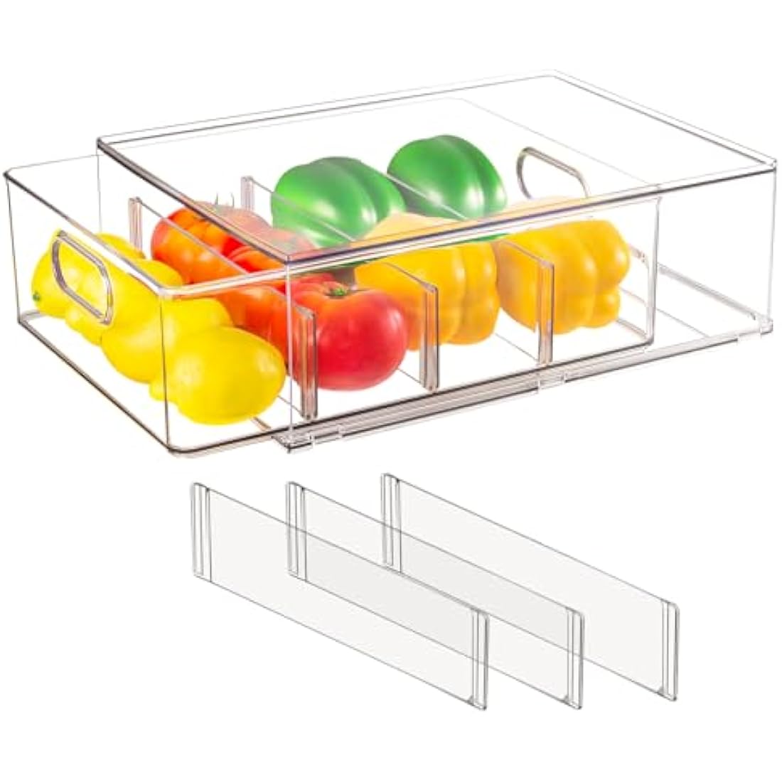Jolof Store Clear Fridge Drawer Organizer – Stackable BPA-Free Bin