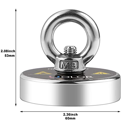 Uolor Neodymium Fishing Magnet Kit - 160KG Pull Force with 20M Rope