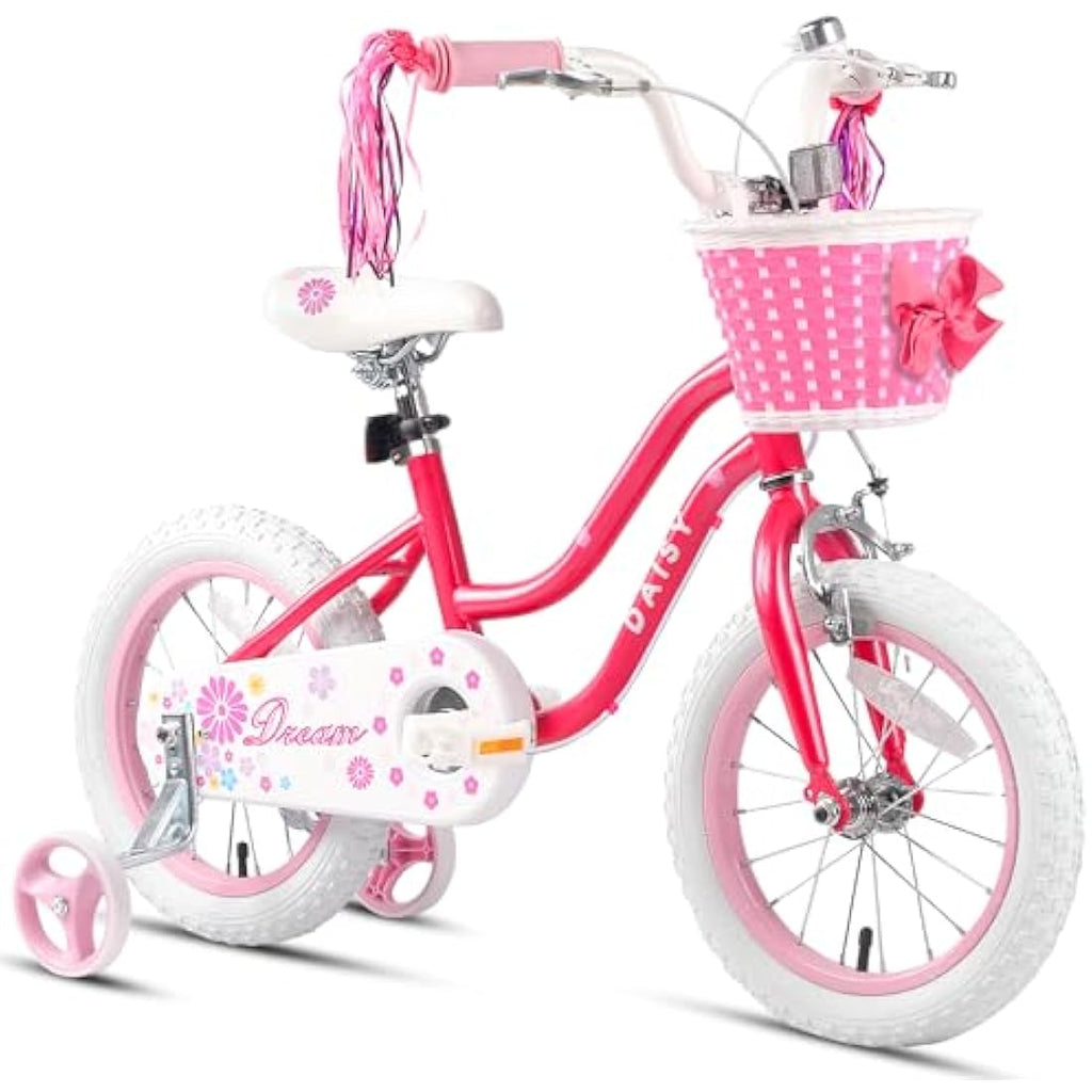Glerc Daisy 16 Inch Girls Bike with Training Wheels and Basket