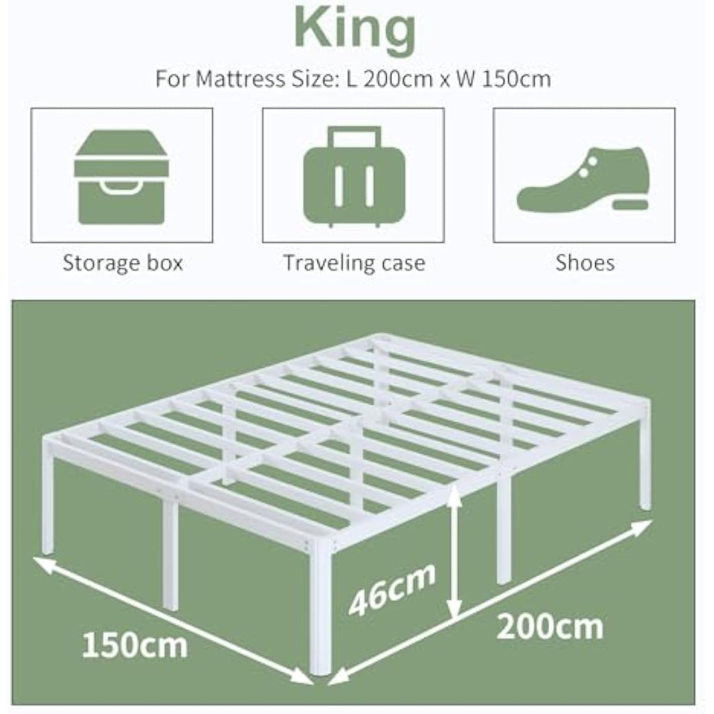 King Size Metal Bed Frame – Heavy Duty with Rounded Corners