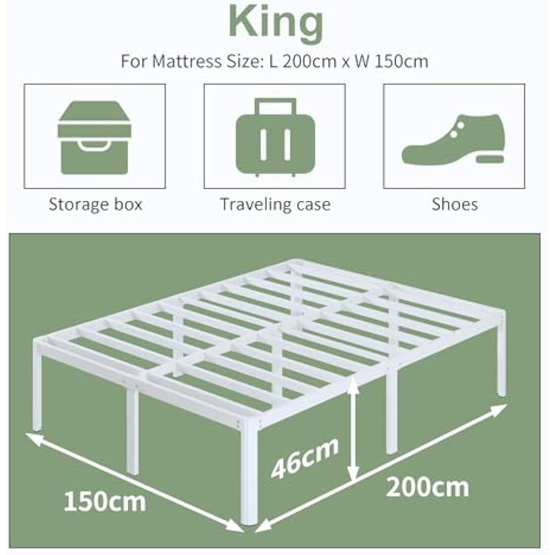 King Size Metal Bed Frame – Heavy Duty with Rounded Corners