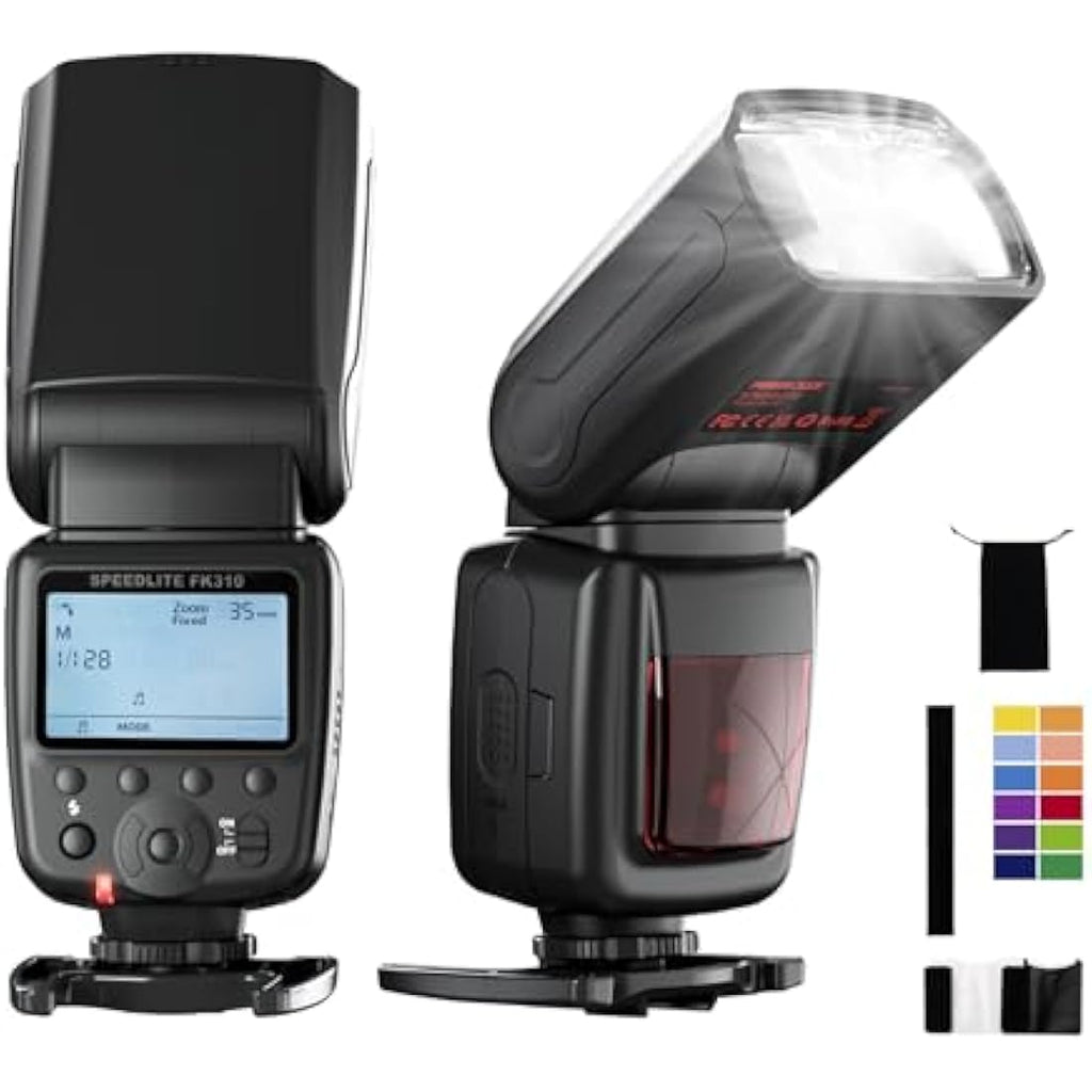 Photoolex FK310 LCD Flash Speedlite | Manual DSLR Camera Flash GN33