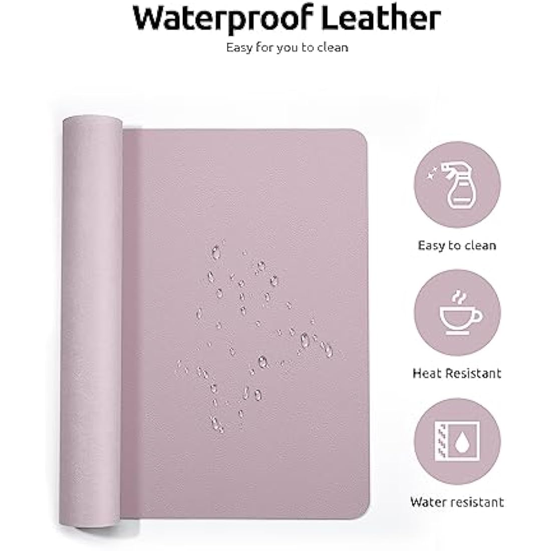 YSAGi Leather Desk Mat | Large Non-Slip PU Mouse Pad - Grayish Lavender