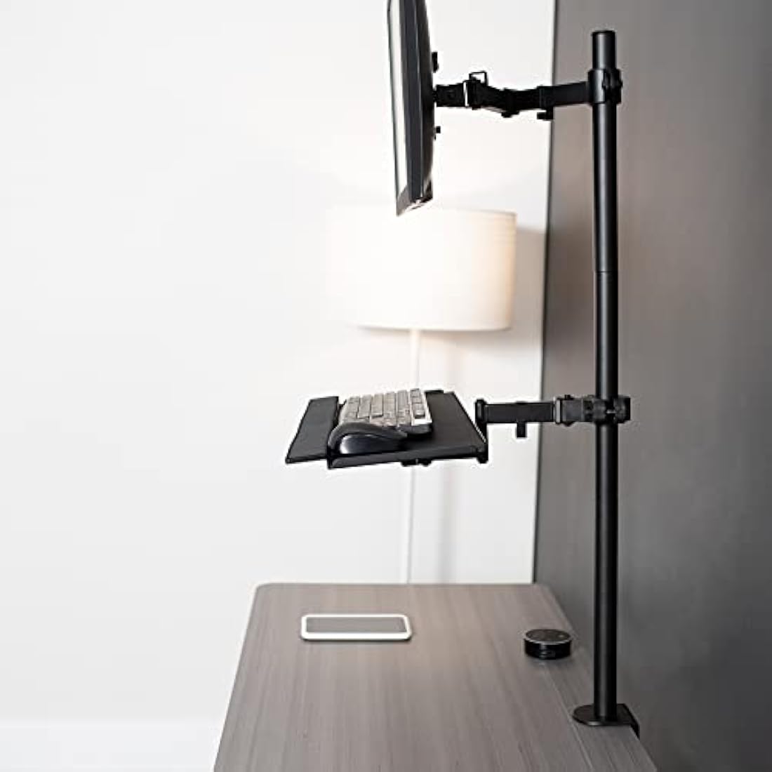 VIVO Universal Pole Mount Keyboard Tray | Full Motion Steel Arm, Black