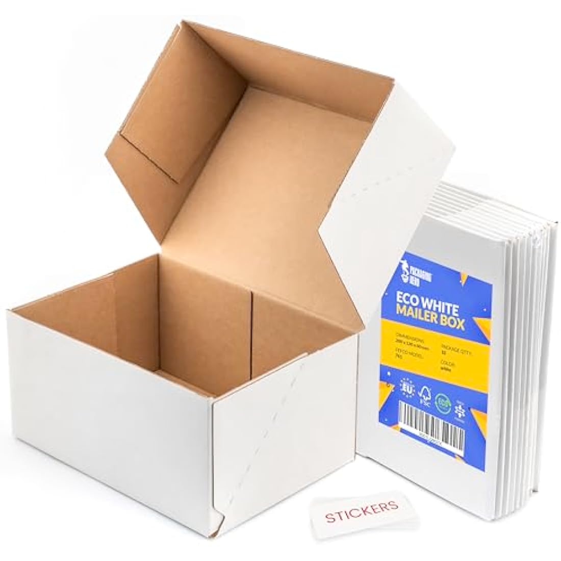 Jolof Store White Corrugated Cardboard Mailing Boxes – 10 Pack