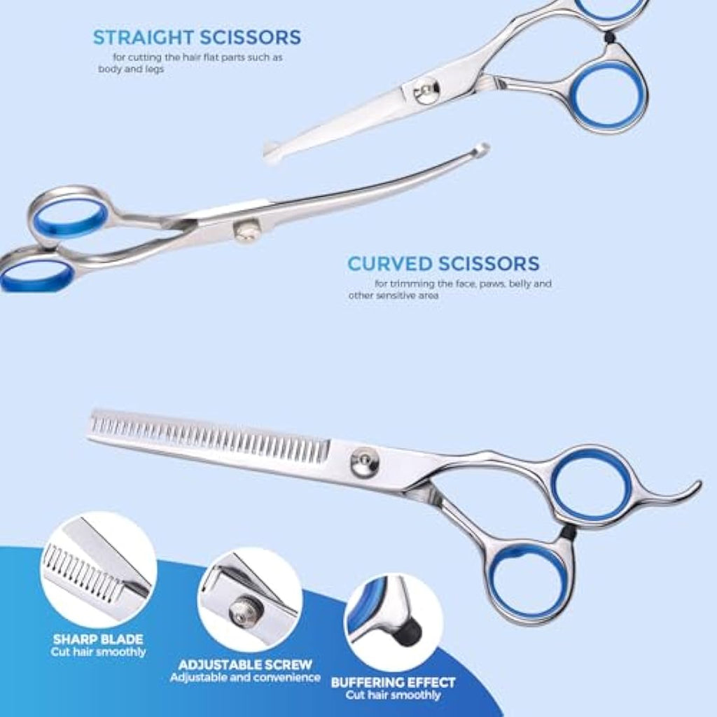Everesta 5-Piece Dog Grooming Scissors Kit with Safety Round Tips