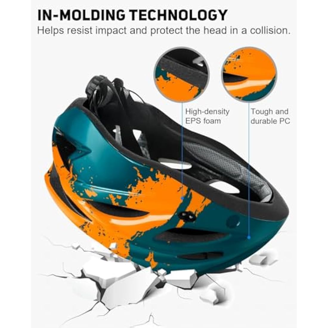 RaMokey Bike Helmet with LED Light & Magnetic Goggles | Adjustable 57-62cm