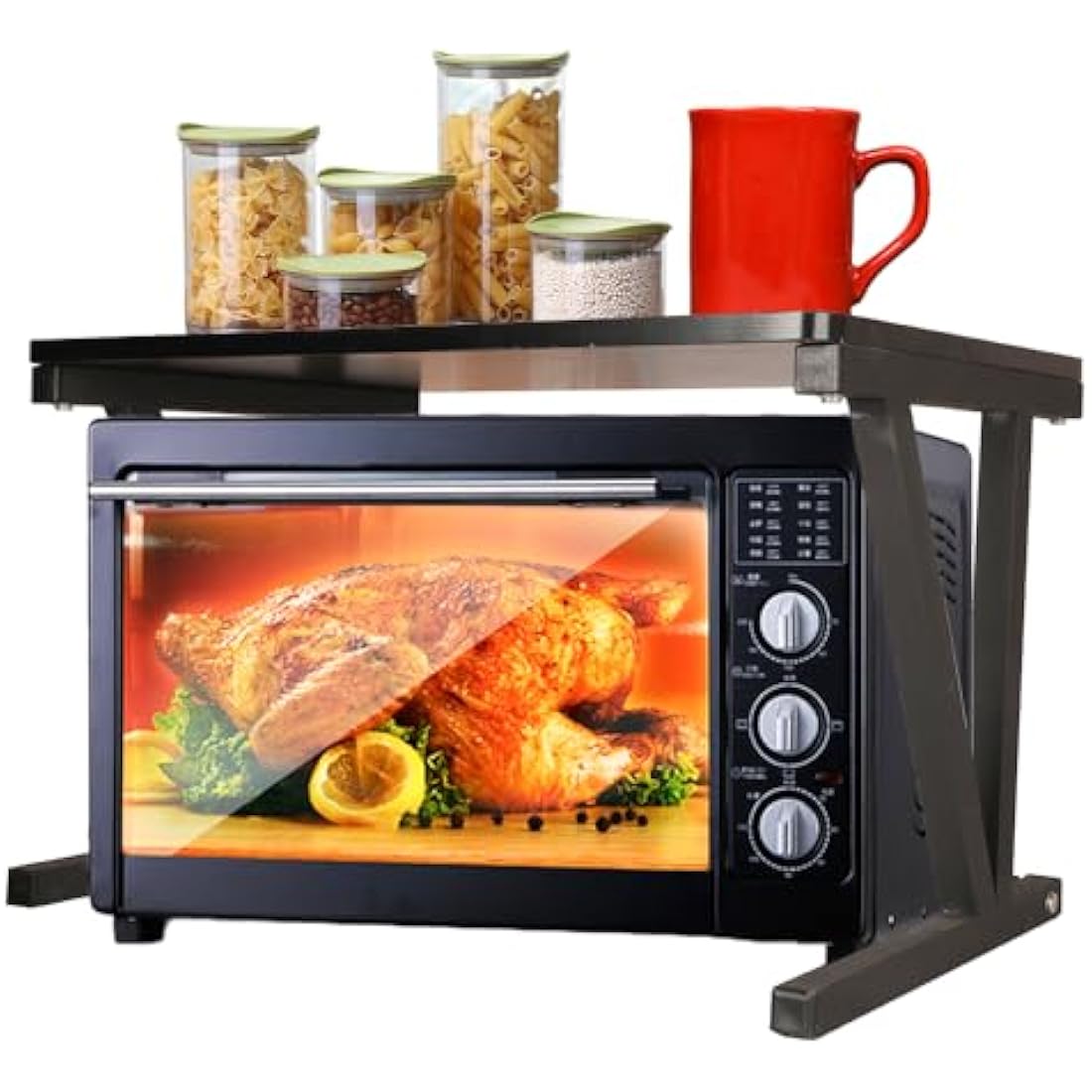 GLOYY 2-Tier Wooden Microwave Oven Rack | 132lb Capacity Kitchen Shelf