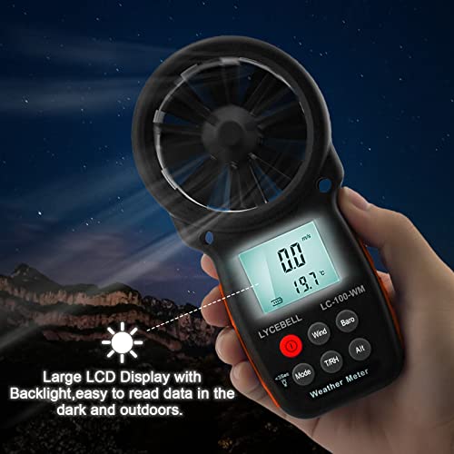 LYCEBELL Digital Anemometer & Barometer | Handheld Wind Speed Meter