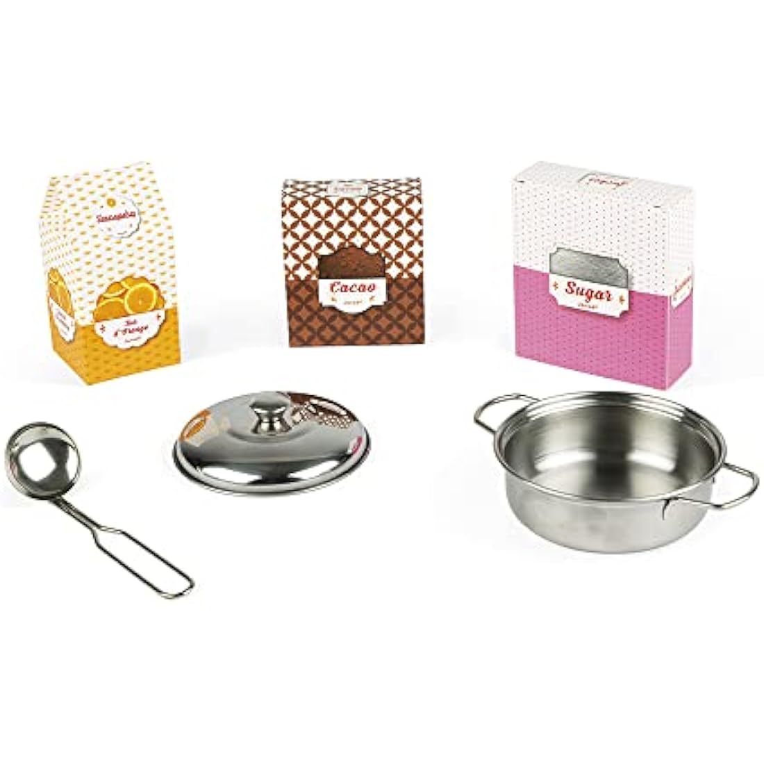 Janod Candy Chic Wooden Play Kitchen – Pink Toy Cooker with Accessories