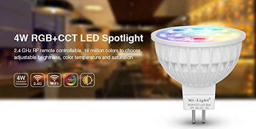 LIGHTEU 4W MR16 GU5.3 RGB+CCT LED Spotlight with 4-Zone Remote, 4-Pack