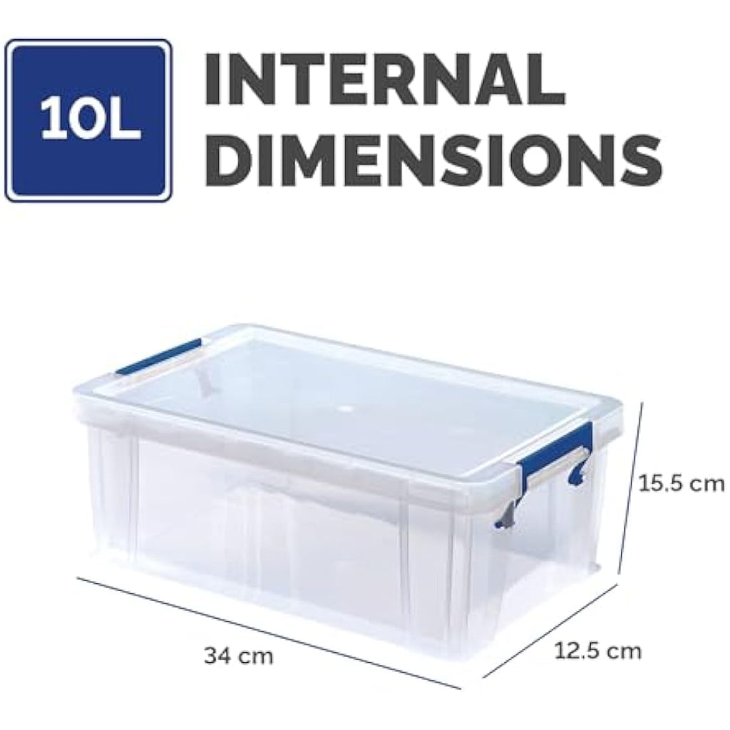 Bankers Box ProStore 10L Stackable Plastic Storage Boxes - 4 Pack