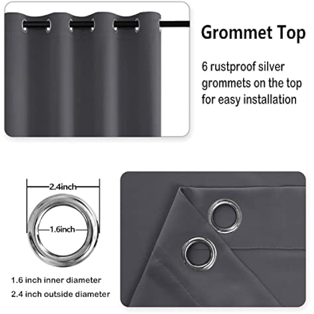 Blackout Curtains – Thermal Insulated Grommet Drapes, 66x90